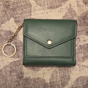 Green Leather Wallet with Chain